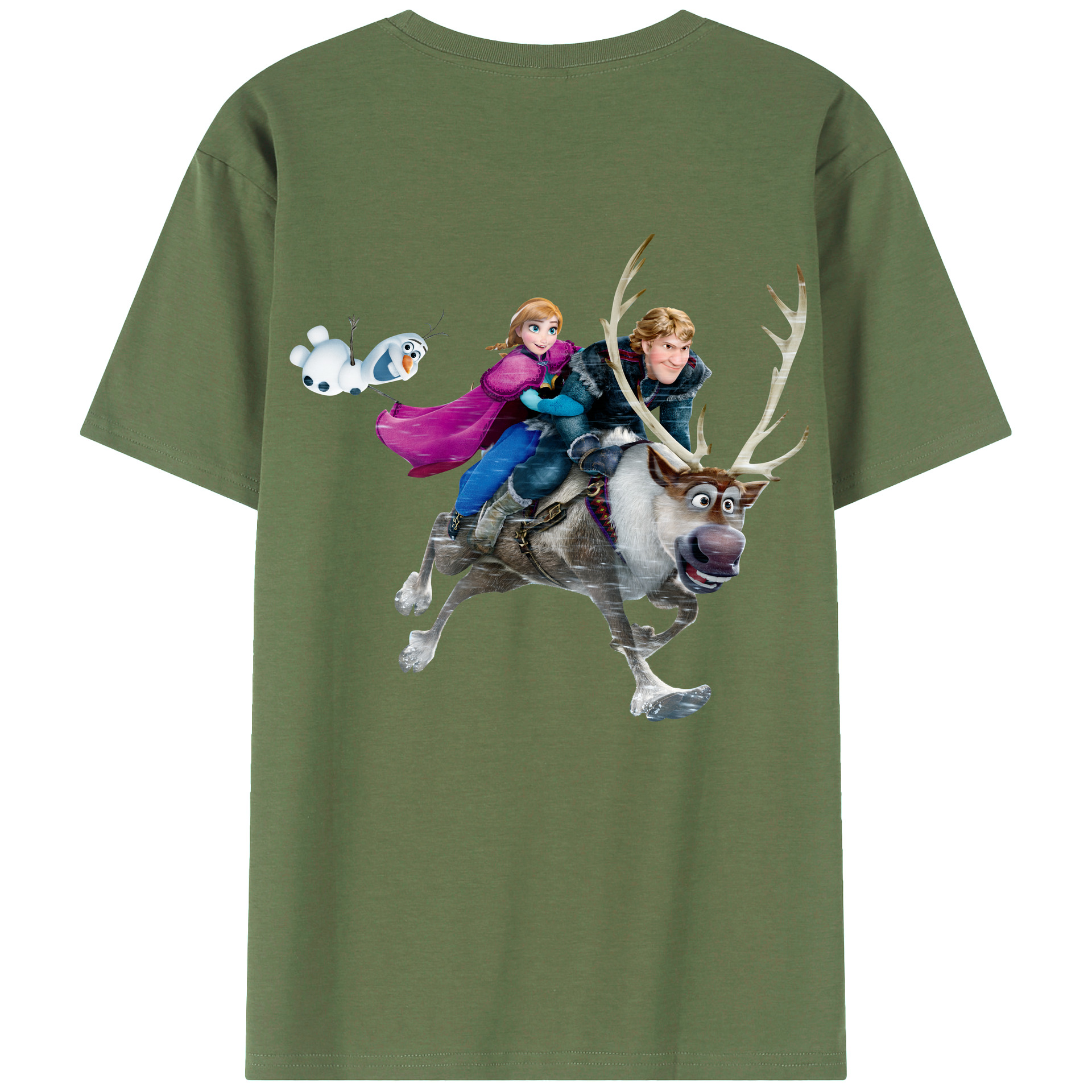 （画像用） アナと雪の女王 アンナ エルサ Frozen Anna Elsa 綿100％ メンズ半袖Tシャツ（バックプリント） 通気性